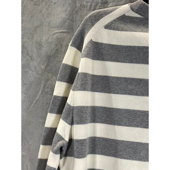 COS Men's Cream/Gray Striped Regular-Fit Crewneck Pullover Sweater SZ L - Picture 4 of 11